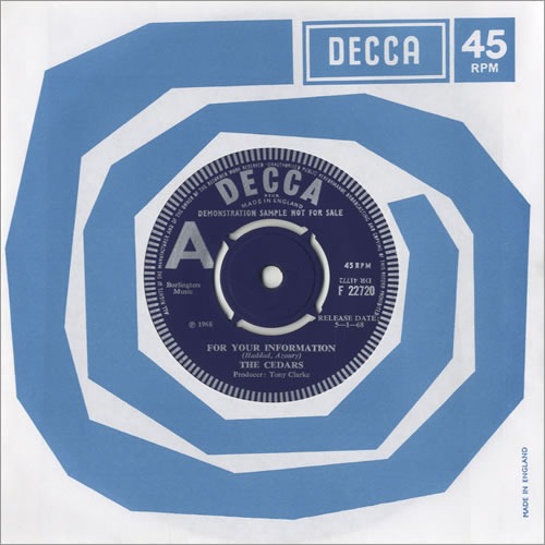 The Cedars For Your Information 7" vinyl single (7 inch record / 45) UK T9C07FO471590