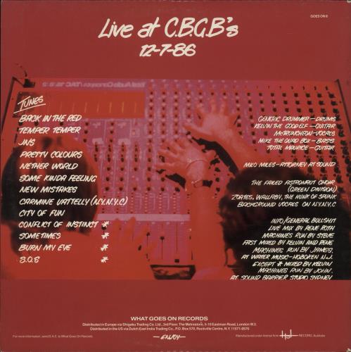 The Celibate Rifles Live At CBGB's 12-7-86 [Kiss Kiss Bang Bang] vinyl LP album (LP record) UK RIFLPLI433235