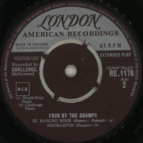 The Champs Four By The Champs - 2nd 7" vinyl single (7 inch record / 45) UK CXP07FO679652