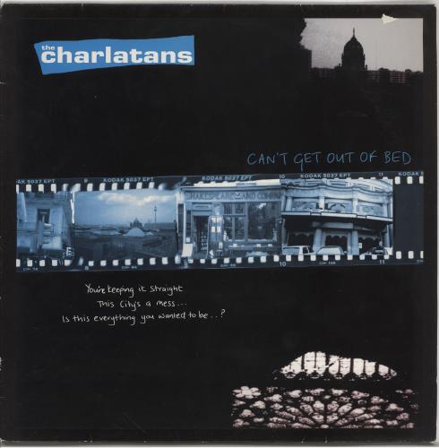 The Charlatans [UK] Can't Get Out Of Bed + Insert - EX 12" vinyl single (12 inch record / Maxi-single) UK CHA12CA766469