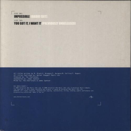 The Charlatans [UK] Impossible + Poster 7" vinyl single (7 inch record / 45) UK CHA07IM157316