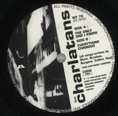The Charlatans [UK] The Only One I Know 7" vinyl single (7 inch record / 45) UK CHA07TH64819