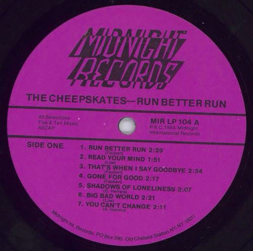 The Cheepskates Run Better Run vinyl LP album (LP record) US 6YQLPRU831352