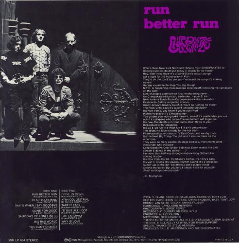 The Cheepskates Run Better Run vinyl LP album (LP record) US 6YQLPRU831352