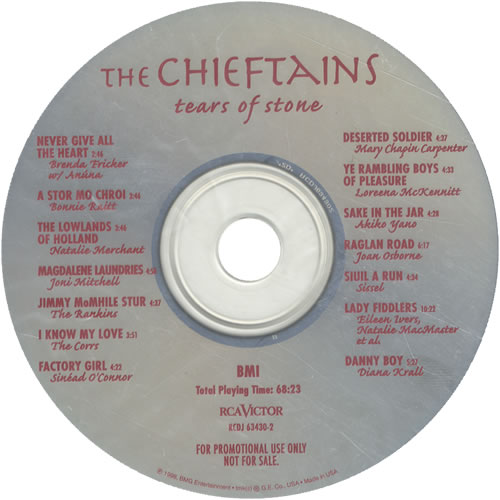 The Chieftains Tears Of Stone CD album (CDLP) US TCFCDTE476883