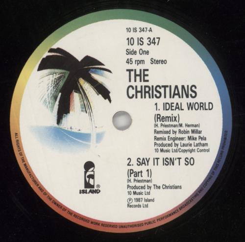 The Christians Ideal World 10" vinyl single (10 inch record) UK CTN10ID63365