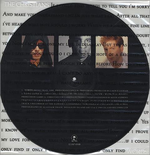The Christians Words 12" vinyl picture disc (12 inch picture record) UK CTN2PWO09421
