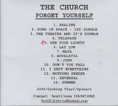 The Church Forget Yourself CD-R acetate US CHUCRFO320073