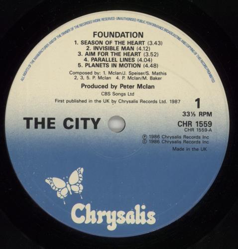 The City (80s) Foundation vinyl LP album (LP record) UK TYCLPFO618952