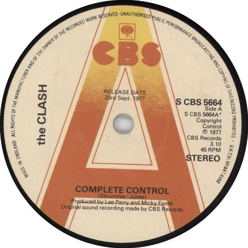 The Clash Complete Control - A Label - P/S - EX 7" vinyl single (7 inch record / 45) UK CSH07CO712548