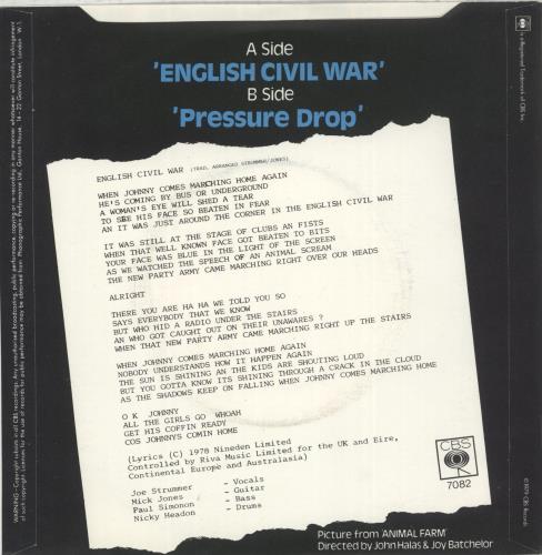 The Clash English Civil War - P/S 7" vinyl single (7 inch record / 45) UK CSH07EN106217
