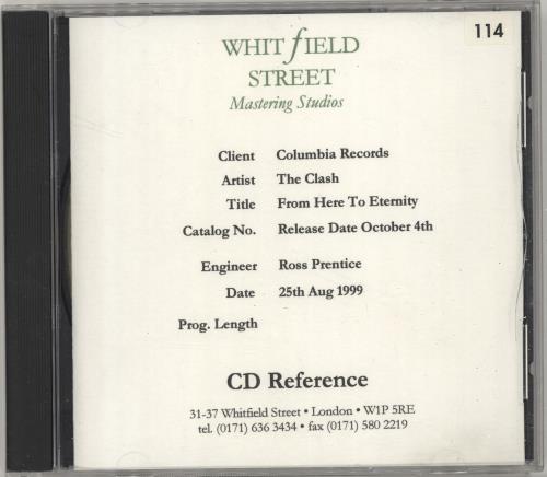 The Clash From Here To Eternity CD-R acetate UK CSHCRFR697809