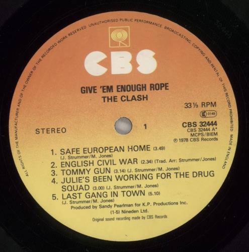The Clash Give 'Em Enough Rope vinyl LP album (LP record) UK CSHLPGI253940