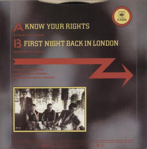 The Clash Know Your Rights 7" vinyl single (7 inch record / 45) UK CSH07KN302159