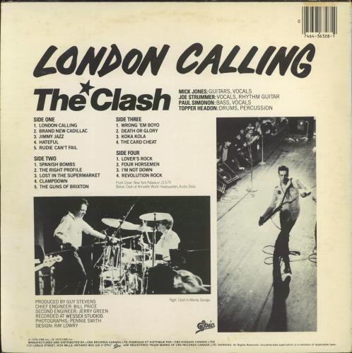 The Clash London Calling 2-LP vinyl record set (Double LP Album) Canadian CSH2LLO777013
