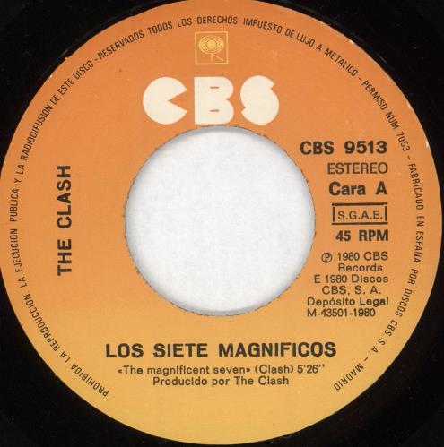 The Clash Los 7 Magnificos 7" vinyl single (7 inch record / 45) Spanish CSH07LO727415