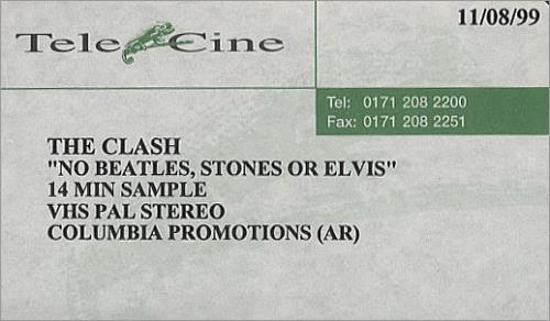 The Clash No Beatles, Stones Or Elvis video (VHS or PAL or NTSC) UK CSHVINO144196