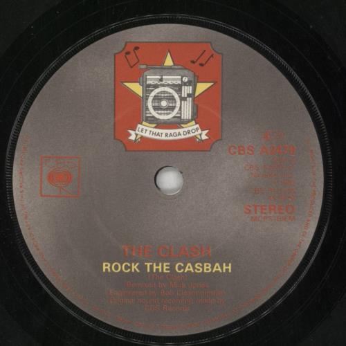 The Clash Rock The Casbah + Stickers - EX 7" vinyl single (7 inch record / 45) UK CSH07RO648393