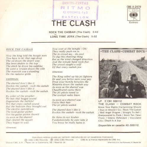 The Clash Rock The Casbah 7" vinyl single (7 inch record / 45) Spanish CSH07RO652088
