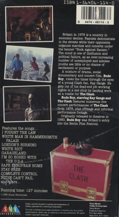 The Clash Rude Boy video (VHS or PAL or NTSC) US CSHVIRU465139