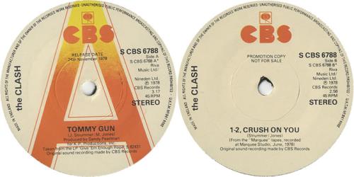 The Clash Tommy Gun - A Label 7" vinyl single (7 inch record / 45) UK CSH07TO98565