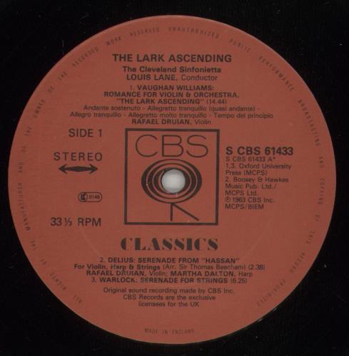 The Cleveland Orchestra The Lark Ascending vinyl LP album (LP record) UK WYJLPTH877843