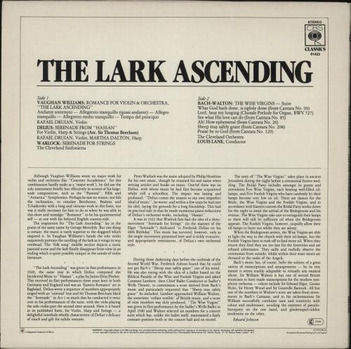 The Cleveland Orchestra The Lark Ascending vinyl LP album (LP record) UK WYJLPTH877843