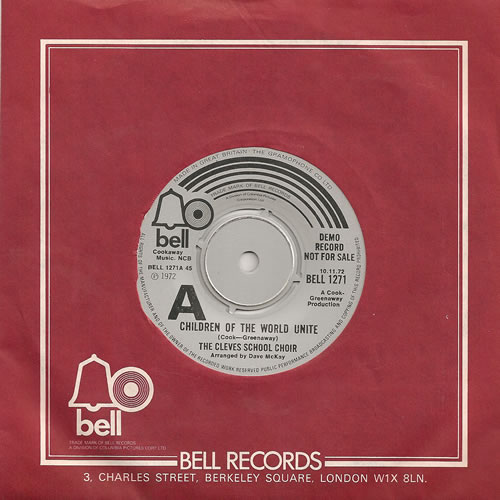 The Cleves School Choir Children Of The World Unite 7" vinyl single (7 inch record / 45) UK CVZ07CH486990