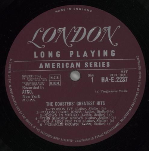 The Coasters The Coasters' Greatest Hits - VG vinyl LP album (LP record) UK COALPTH882093