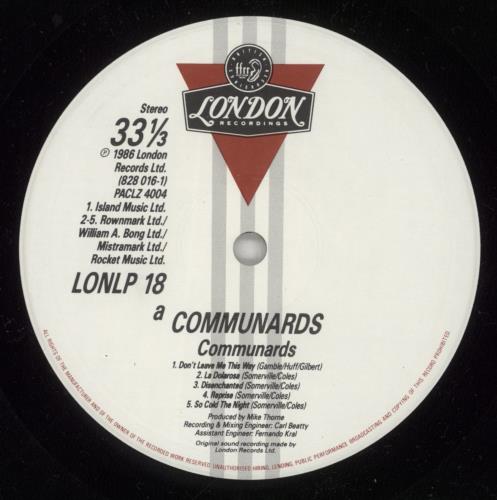 The Communards Communards vinyl LP album (LP record) UK COMLPCO616600