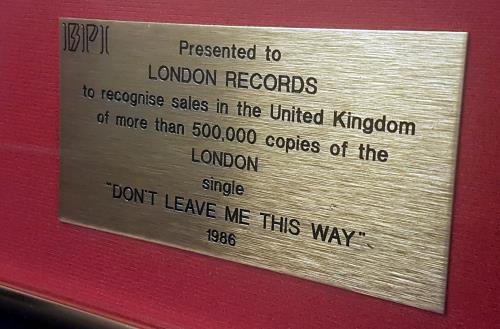 The Communards Don't Leave Me This Way - 12" & 7" Gold BPI award disc UK COMAWDO705988