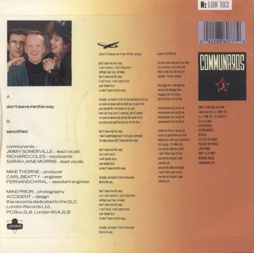 The Communards Don't Leave Me This Way 7" vinyl single (7 inch record / 45) UK COM07DO408873