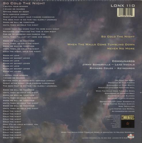 The Communards So Cold The Night 12" vinyl single (12 inch record / Maxi-single) UK COM12SO629544