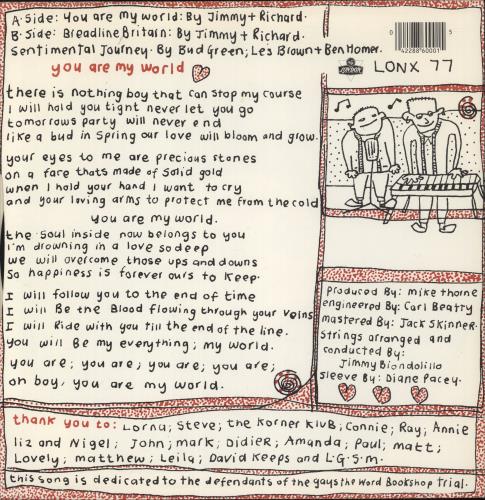 The Communards You Are My World 12" vinyl single (12 inch record / Maxi-single) UK COM12YO67142