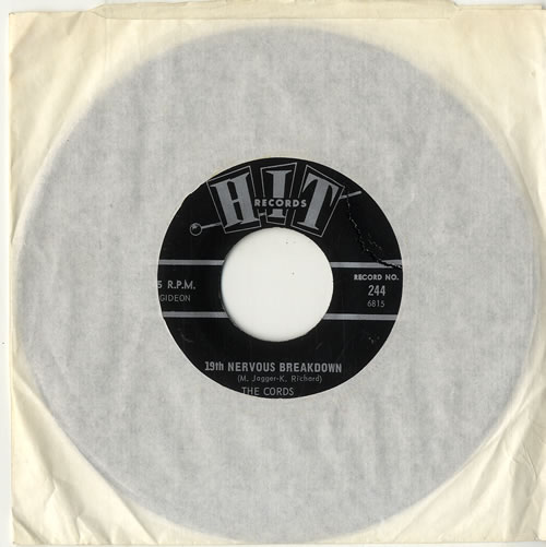 The Cords 19th Nervous Breakdown 7" vinyl single (7 inch record / 45) US W3J07TH617813