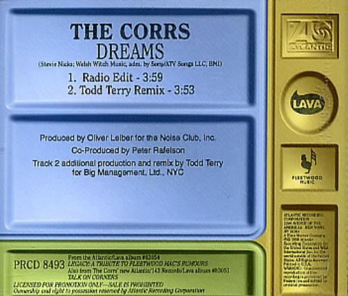The Corrs Dreams CD single (CD5 / 5") US ORRC5DR113836
