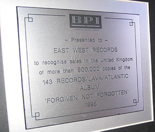 The Corrs Forgiven, Not Forgotten award disc UK ORRAWFO322971