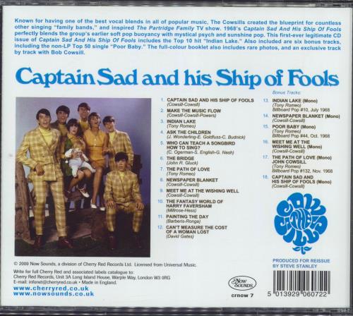 The Cowsills Captain Sad And His Ship Of Fools CD album (CDLP) UK CWSCDCA461140