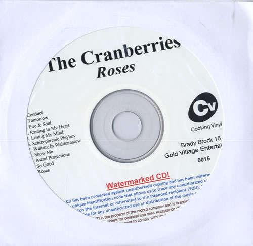 The Cranberries Roses CD-R acetate US CRBCRRO561300