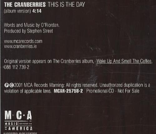 The Cranberries This Is The Day CD single (CD5 / 5") US CRBC5TH213229