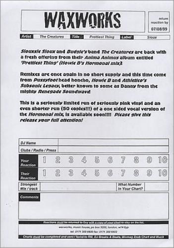 The Creatures (80s) Prettiest Thing 10" vinyl single (10 inch record) UK CRT10PR398685