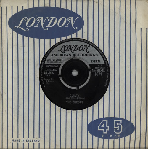 The Crests Guilty 7" vinyl single (7 inch record / 45) UK VVO07GU570462