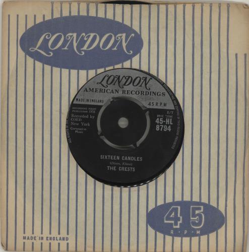 The Crests Sixteen Candles - 2nd 7" vinyl single (7 inch record / 45) UK VVO07SI683035