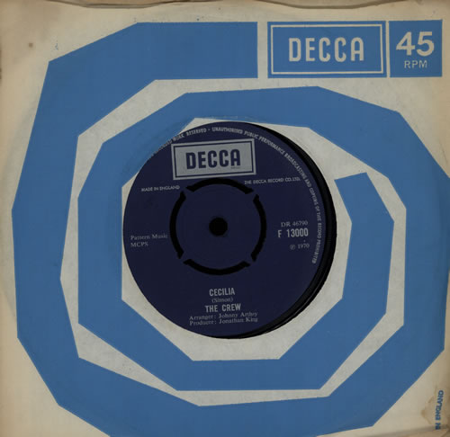 The Crew Cecilia 7" vinyl single (7 inch record / 45) UK VVW07CE570625