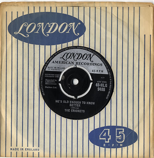 The Crickets He's Old Enough To Know Better 7" vinyl single (7 inch record / 45) UK CKT07HE619270