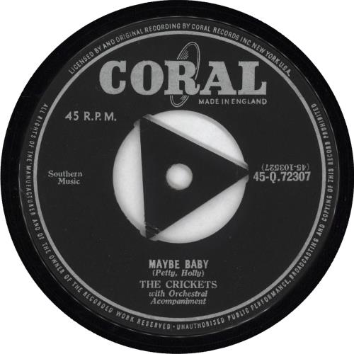 The Crickets Maybe Baby 7" vinyl single (7 inch record / 45) UK CKT07MA559114