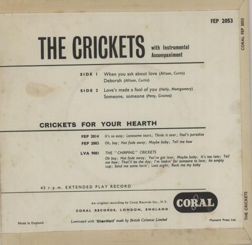 The Crickets The Crickets EP 7" vinyl single (7 inch record / 45) UK CKT07TH185416