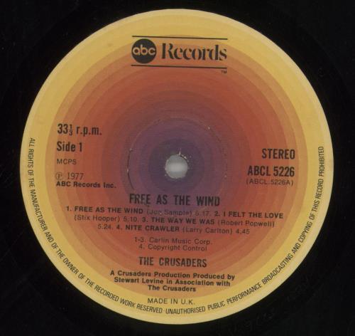 The Crusaders Free As The Wind vinyl LP album (LP record) UK CDULPFR297968