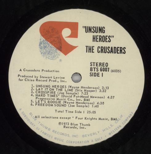 The Crusaders Unsung Heroes vinyl LP album (LP record) US CDULPUN314250