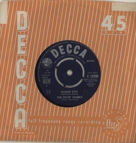 The Cryin' Shames Please Stay 7" vinyl single (7 inch record / 45) UK YLR07PL685286